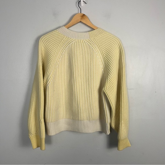 Naadam Fisherman Colorblock Cardigan yellow cream wool cashmere size large - Picture 10 of 11